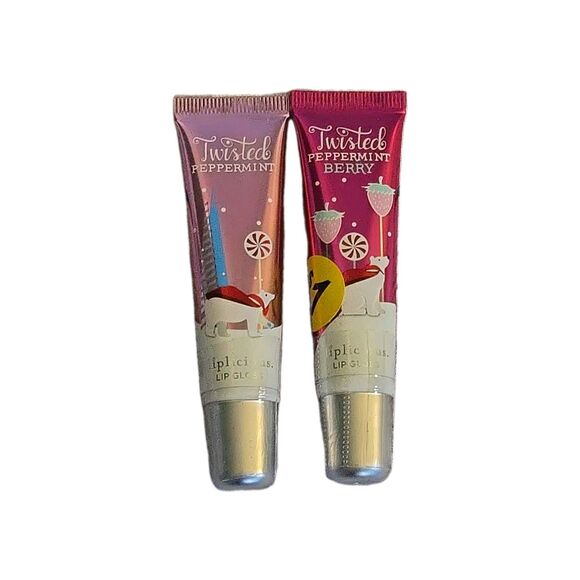 New 2 Bath & Body Works Liplicious Lip Gloss Holiday Twisted Peppermint &  Berry - Picture 1 of 3
